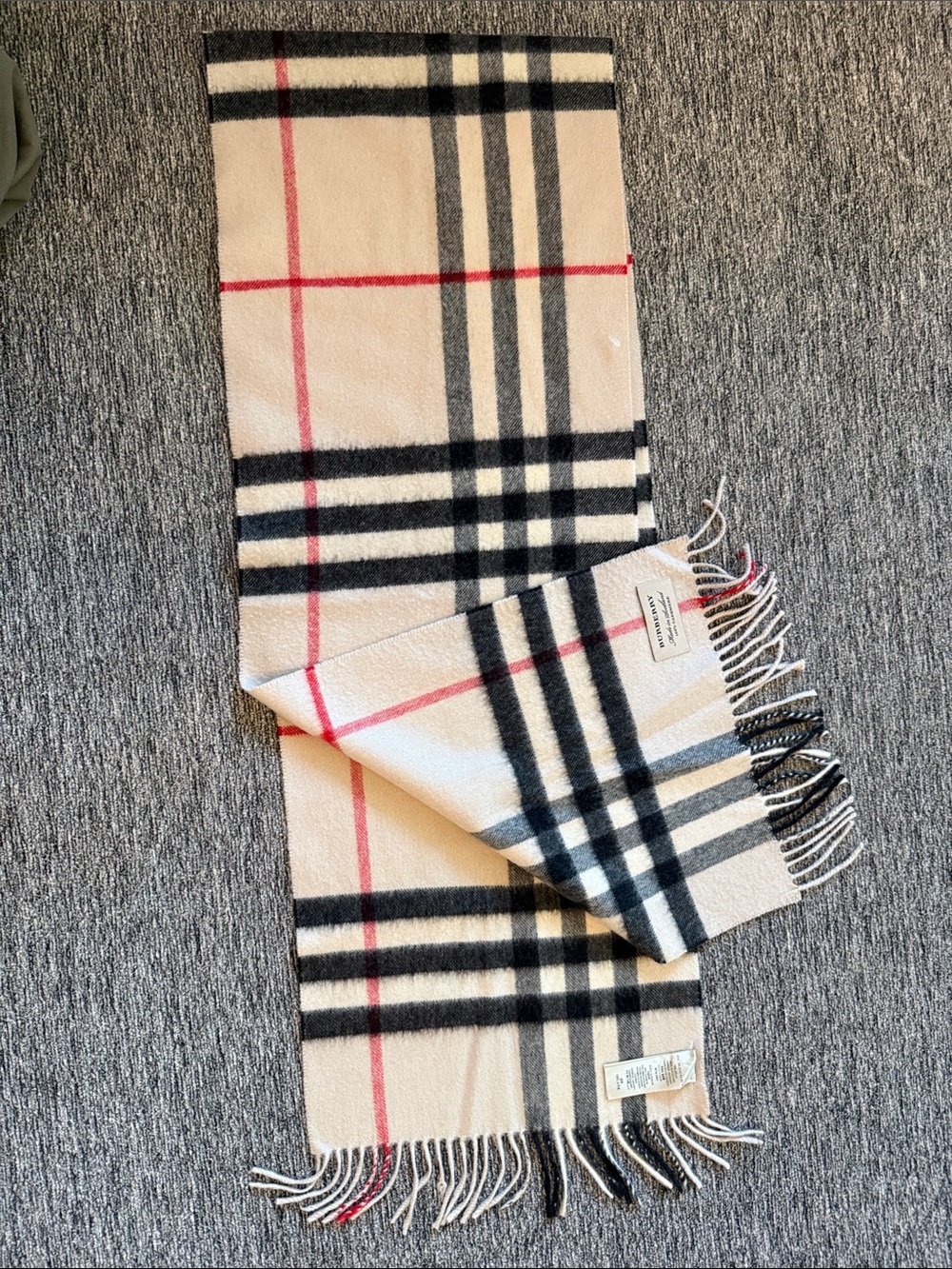 Burberry Beige, Black & Red Classic Check Wool Scarf
